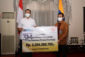 Gubernur Terima Bantuan Sosial Kemanusiaan 2,2 Miliar dari PT. Pos Indonesia