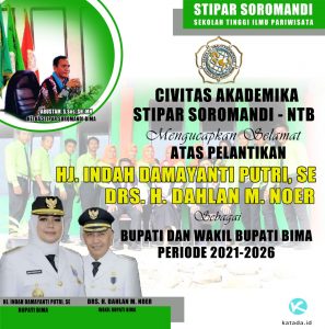 Ucapan Selamat atas Pelantikan Bupati dan Wakil Bupati Bima dari STIPAR Soromandi Bima