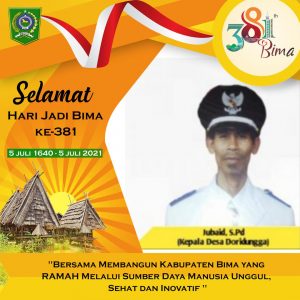 Kepala Desa Doridungga, Mengucapkan Selamat Hari Jadi Bima Ke 381 Tahun
