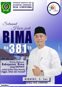 Ucapan Selamat Hari Jadi Bima Ke 381 Dari Kepala Desa Lewintana Soromandi