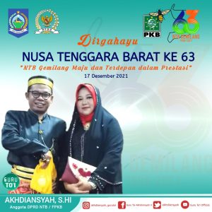 Anggota DPRD Akhdiansyah, Mengucapkan Selamat HUT Provinsi NTB Yang Ke-63 Tahun