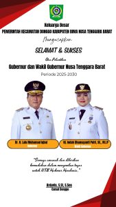 Pemerintah Kecamatan Donggo Mengucapkan Selamat Atas Pelantikan Gubernur dan Wakil Gubernur NTB Periode 2025-2030