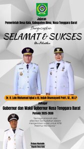 Pemerintah Desa Kala Mengucapkan Selamat Atas Pelantikan Gubernur dan Wakil Gubernur NTB Periode 2025-2030