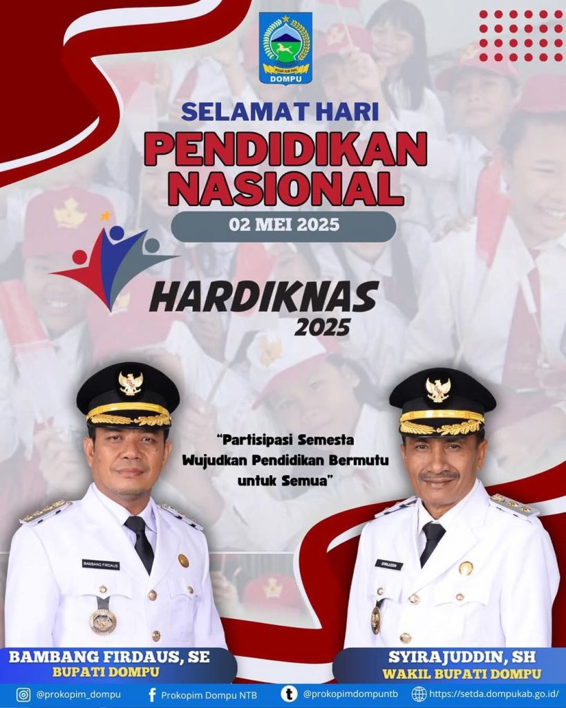 Bupati dan Wakil Bupati Dompu Sampaikan Selamat Hardiknas