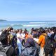 Rekonstruksi kasus meninggalnya mahasiswi Universitas Mataram di Pantai Nipah.